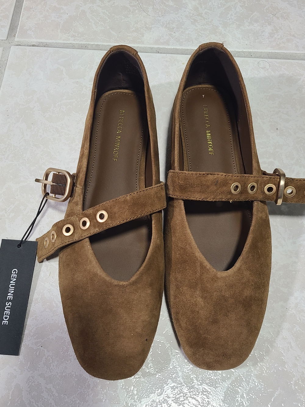 Rebecca Minkoff Milan Grommet Mary Jane Flats Brown